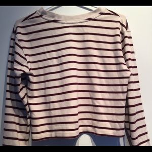 Maroon and cream striped Zara crop top